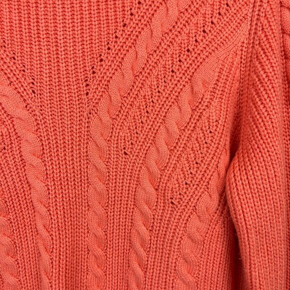 Talbots Sweater Womens Large Peach Orange Pullover Cable Knit Stretch Ladies - Picture 4 of 12